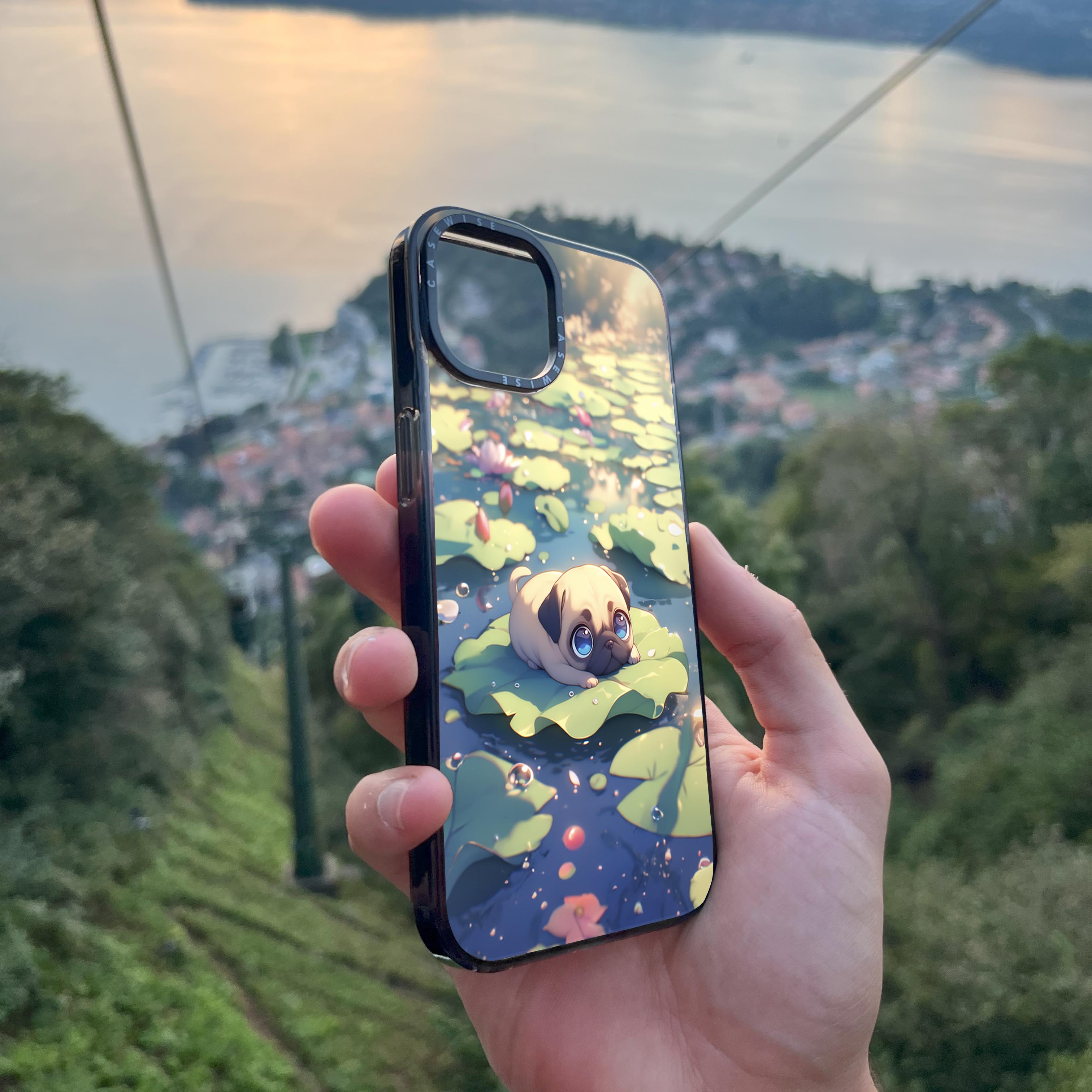 Cute Pug on Sea Rose - Case