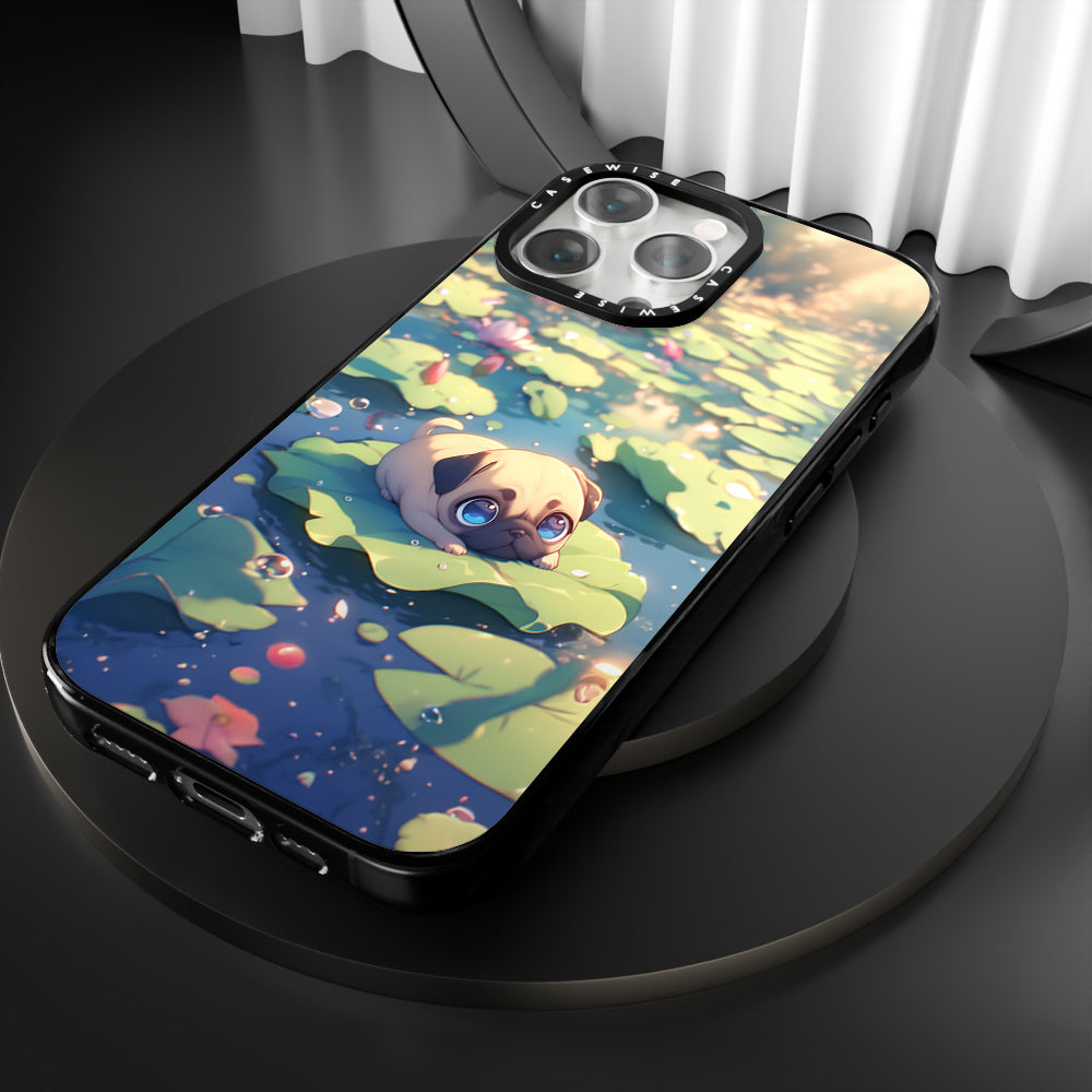 Cute Pug on Sea Rose - Case