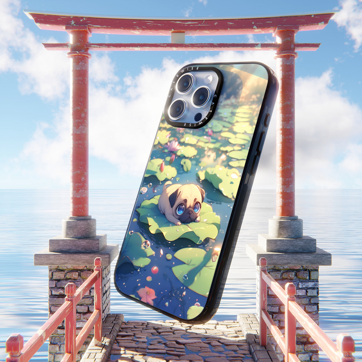 Cute Pug on Sea Rose - Case
