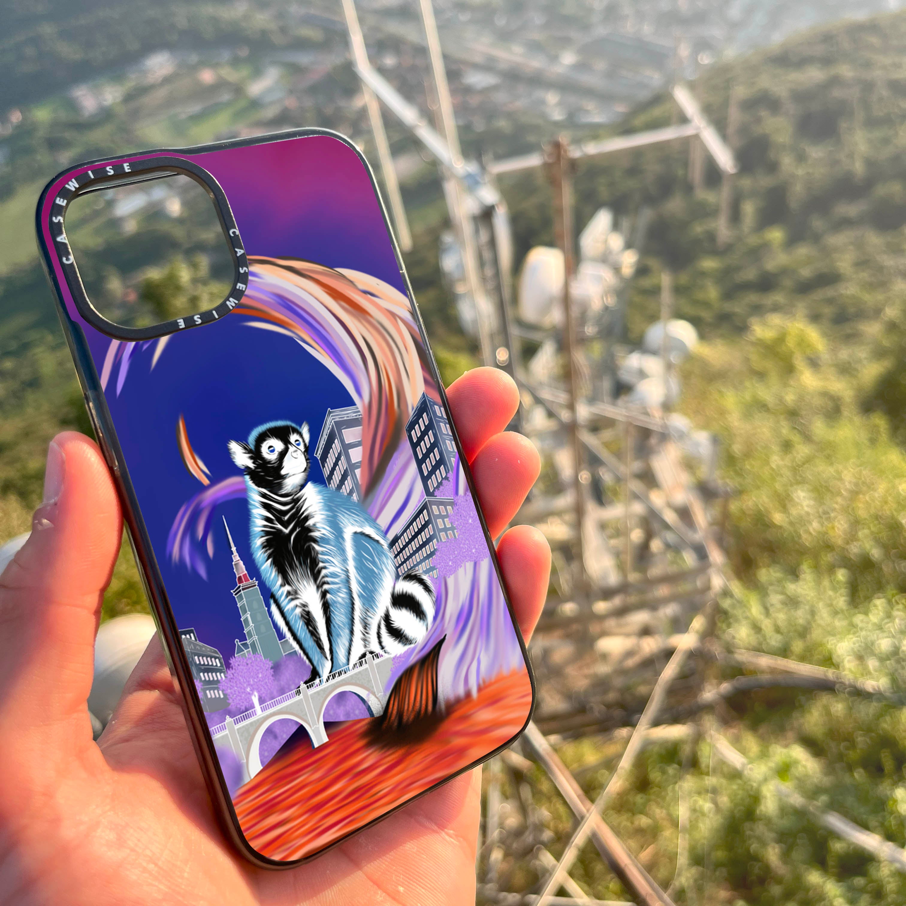 Crowned lemur in eco city negative - Case