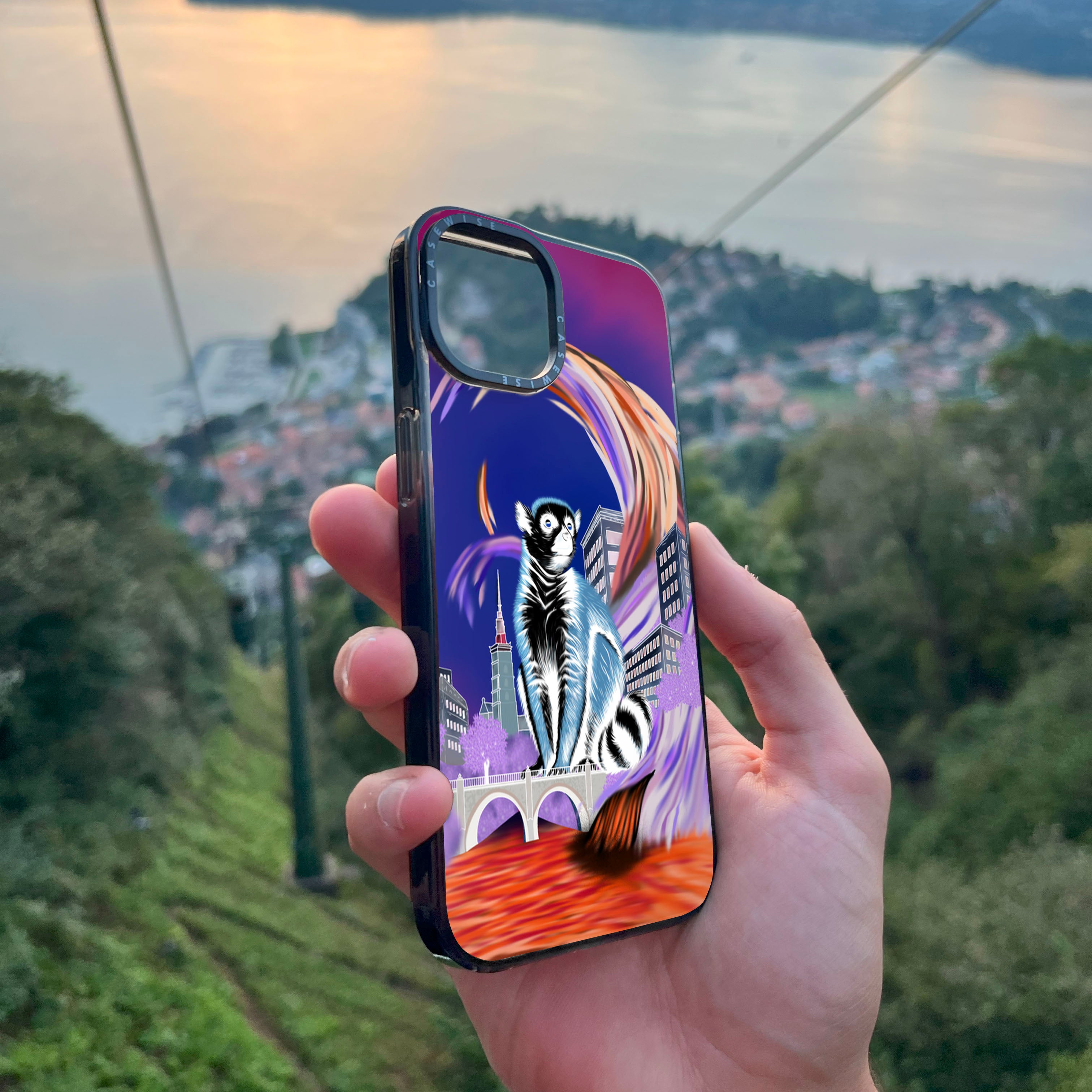 Crowned lemur in eco city negative - Case