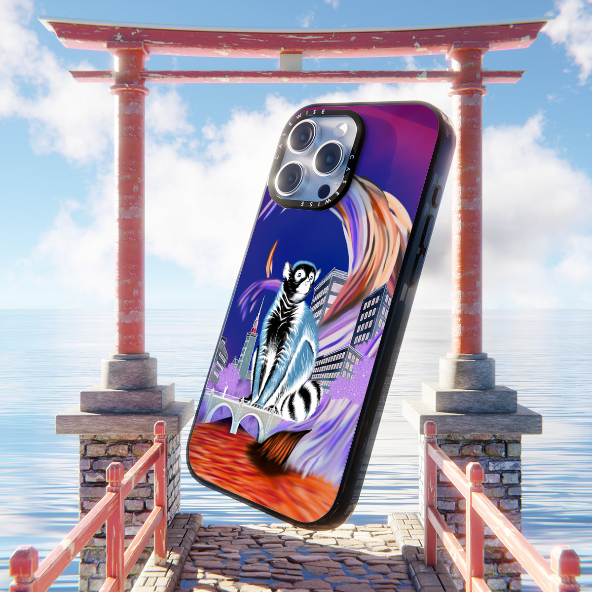 Crowned lemur in eco city negative - Case